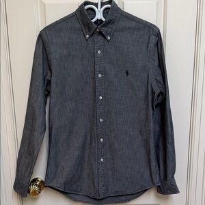 Ralph Lauren sz M Slim Fit dark chambray button down shirt 100% cotton